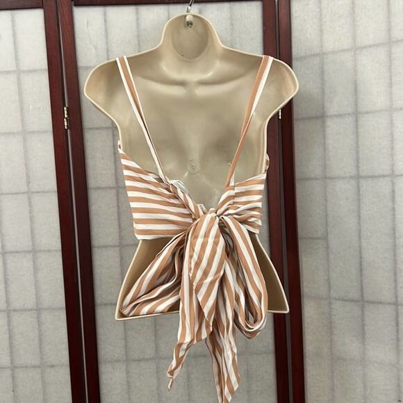 FAITHFUL THE BAND‎ STRIPED SQUARED NECKLINE CROPTOP SIZE L - Picture 3 of 5